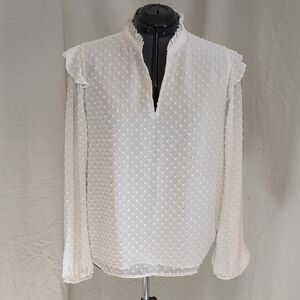 J. Crew White Textured Blouse